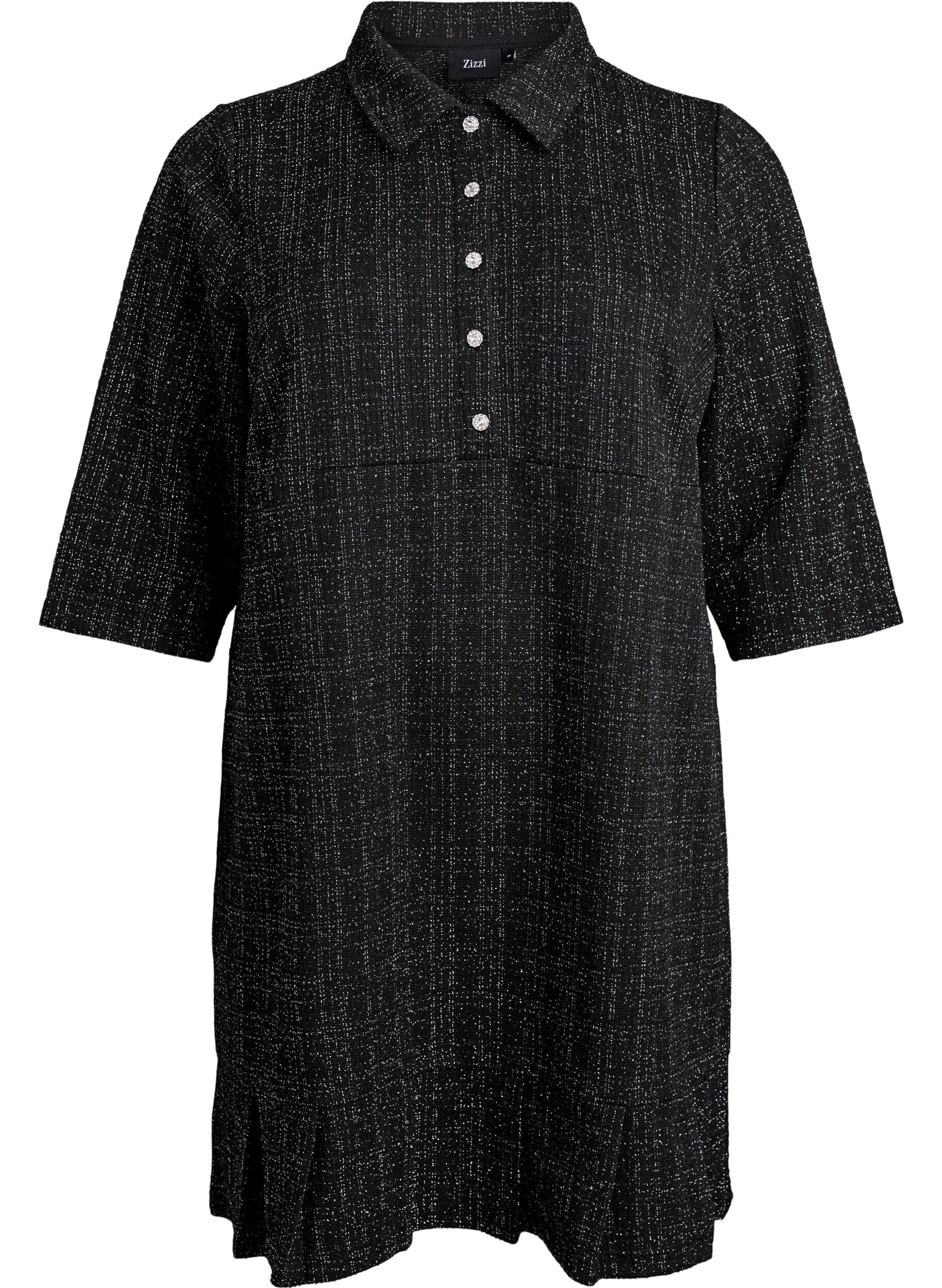 ZizziRobe courte en boucl&eacute; avec boutons d&eacute;coratifs, Noir, Packshot image number 0