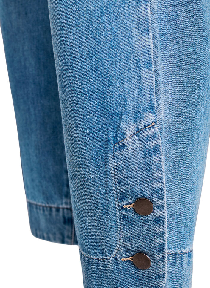 Jean cropped Kiana &agrave; coupe droite avec d&eacute;tails boutonn&eacute;s, Bleu Clair, Packshot image number 3