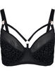 Soutien-gorge à motifs avec maille et cordons, Black, Packshot image number 0