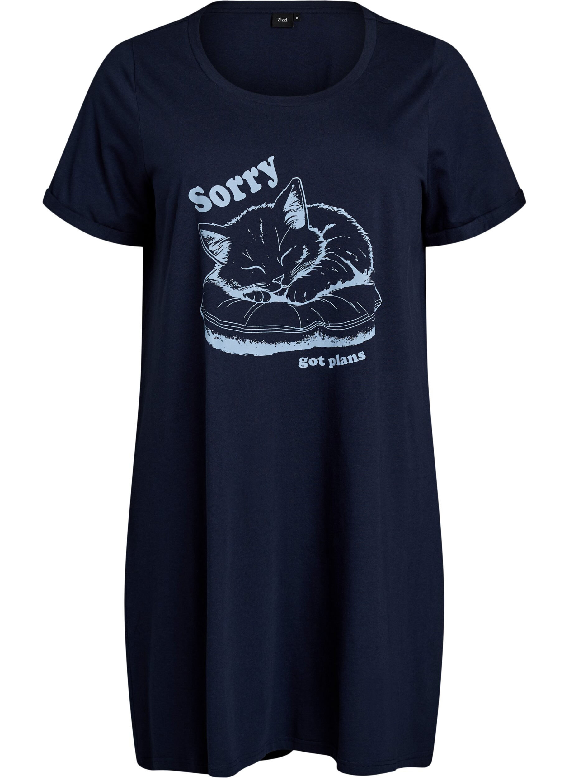 Zizzi Chemise de nuit &agrave; manches courtes en coton biologique, Bleu, Packshot image number 0