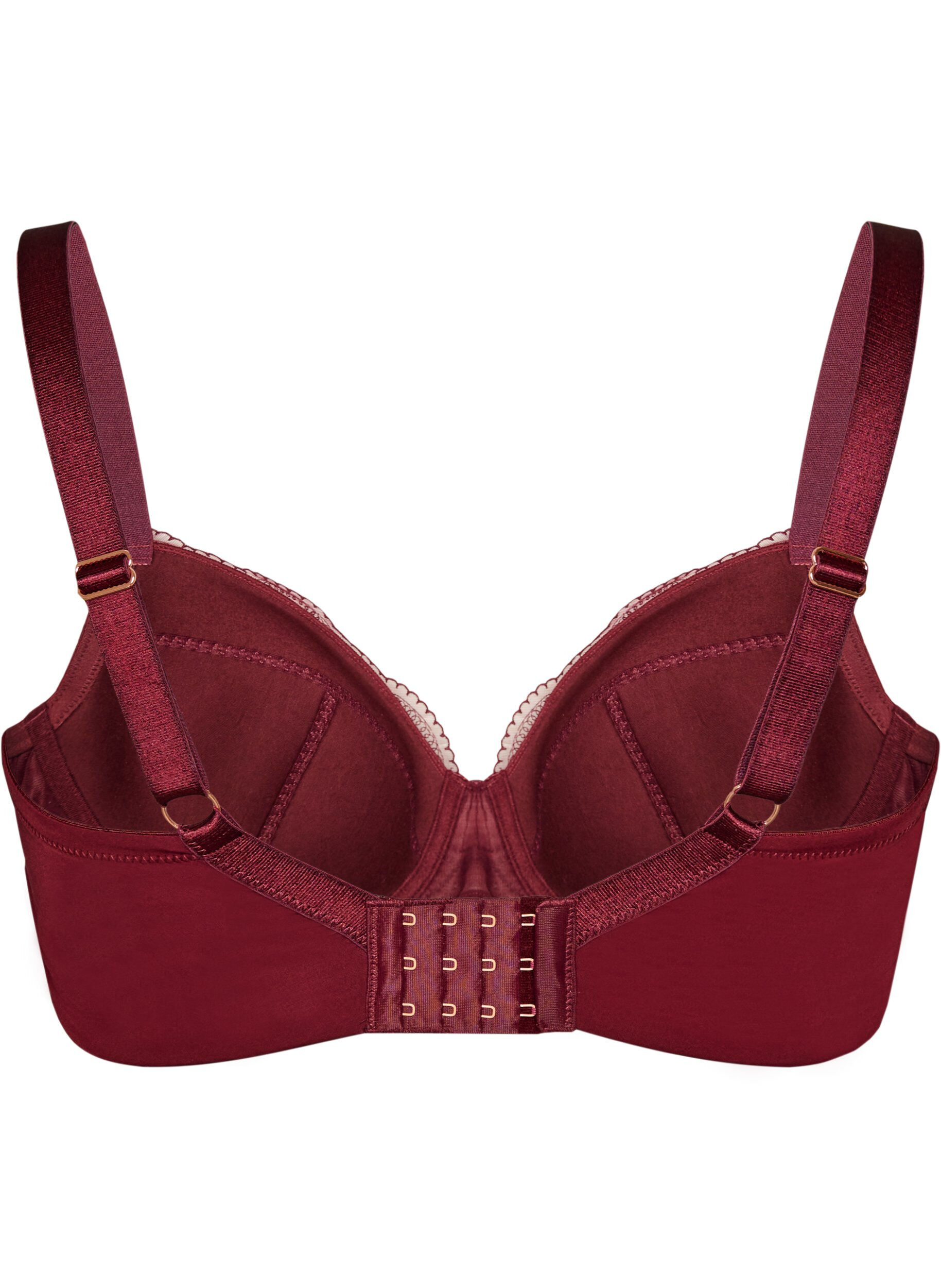 ZizziSoutien-gorge rembourr&eacute; &agrave; armatures avec dentelle et dos en U, Bordeaux, Packshot image number 1