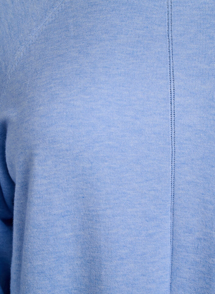 Robe en maille avec un col rond et un motif tricoté, Della R. Blue Mel., Packshot image number 2