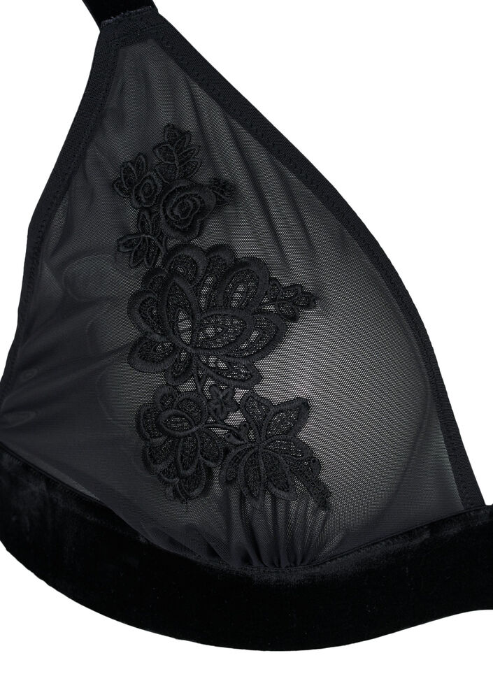 Soutien-gorge en résille avec velours et dentelle, Black, Packshot image number 2