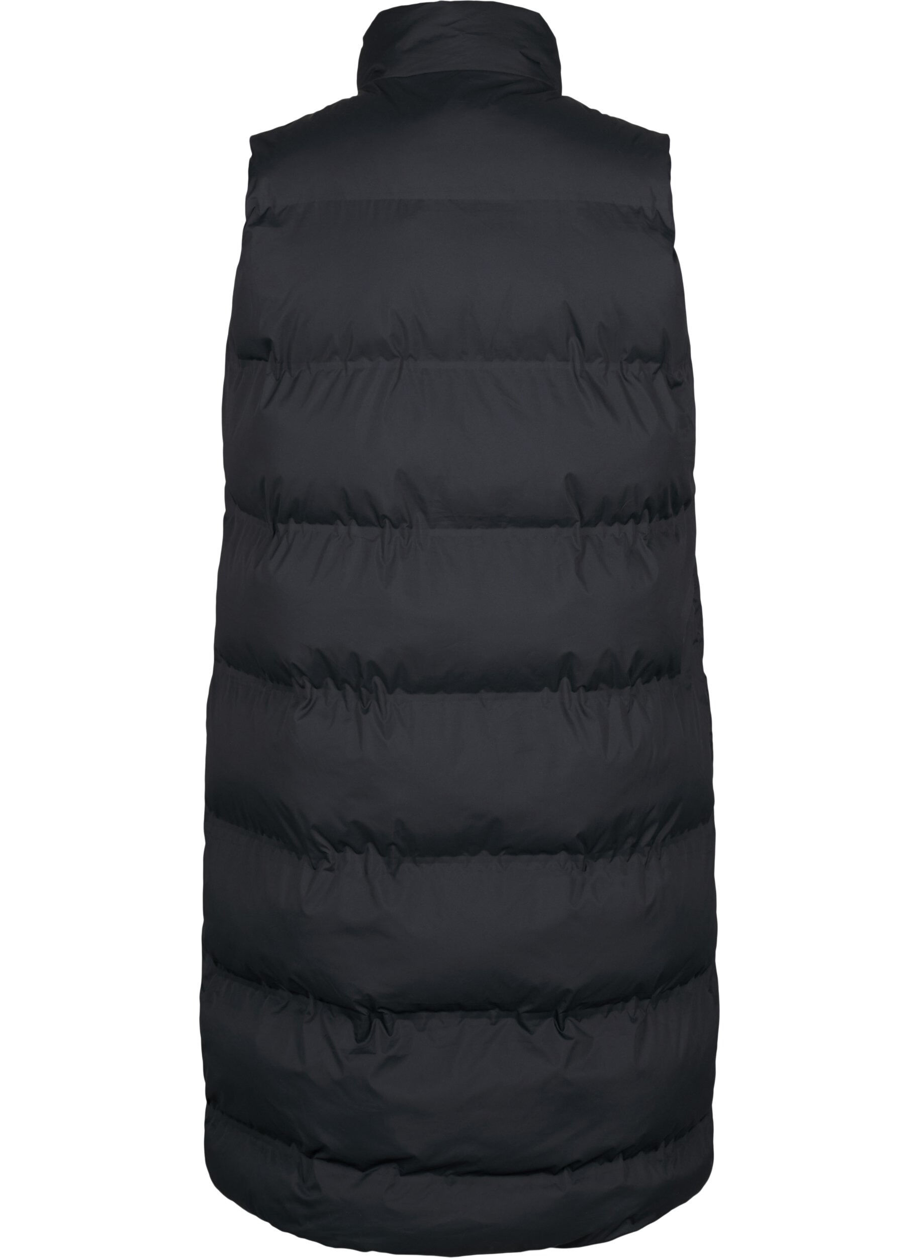 Zizzi Gilet long avec poches et fermeture &eacute;clair &agrave; double sens, Noir, Packshot image number 1