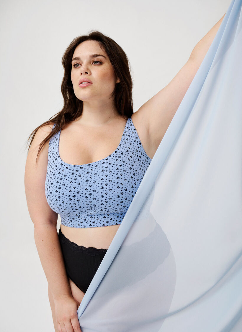 Soutien-gorge 2-pack en coton avec bretelles réglables, Serenity AOP/Black, Image image number 0