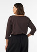 T-shirt Basic &agrave; encolure bateau et manches 3/4, Marron, Model image number 2