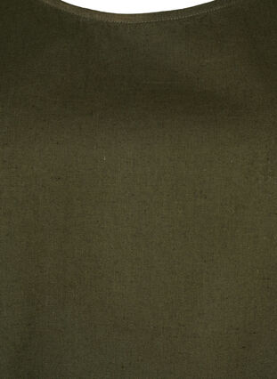 Blouse à manches courtes en coton mélangé avec du lin, Forest Night, Packshot image number 2