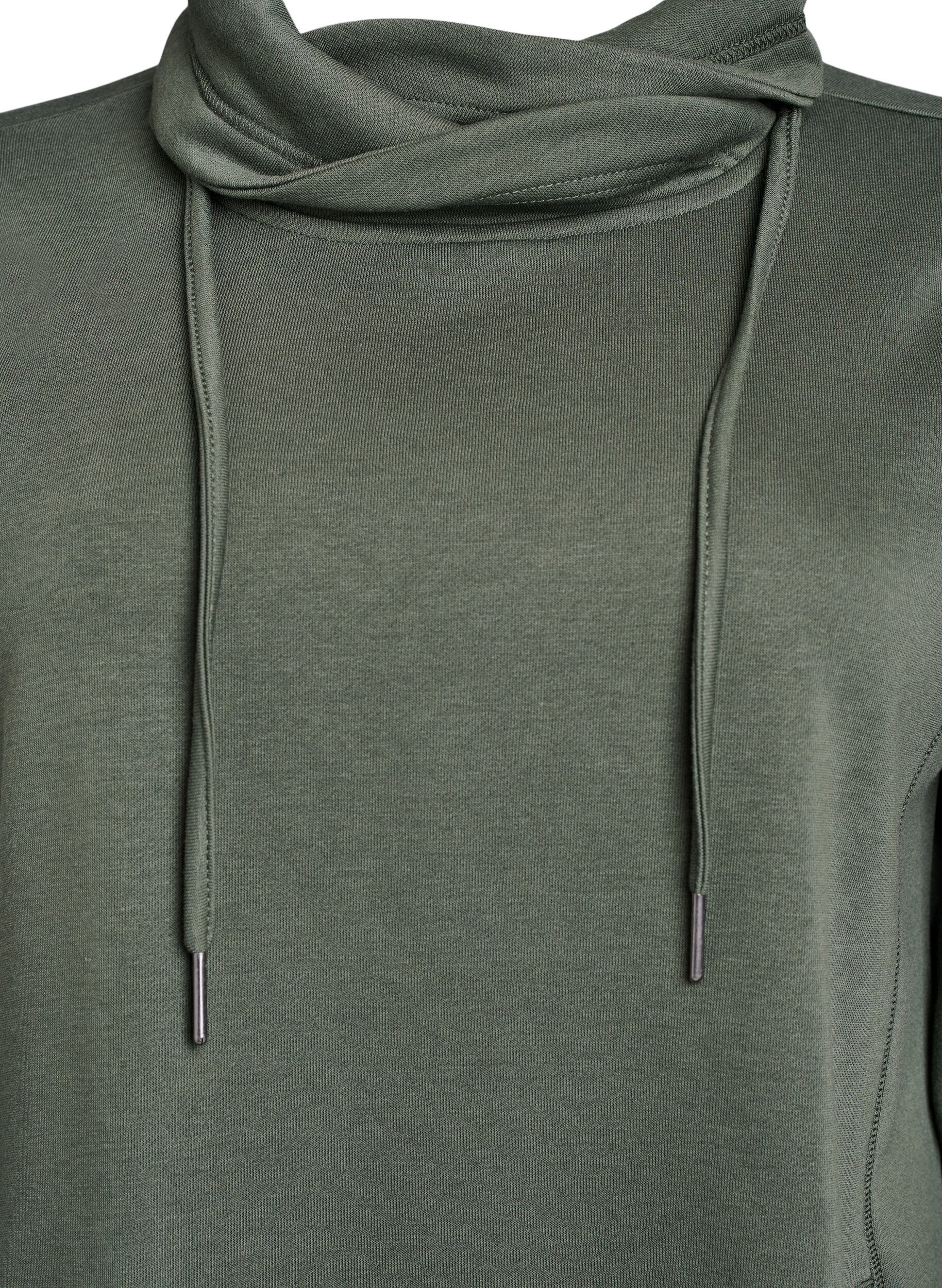 Zizzi FLASH - Robe sweat-shirt courte &agrave; col montant et poches, Vert, Packshot image number 2