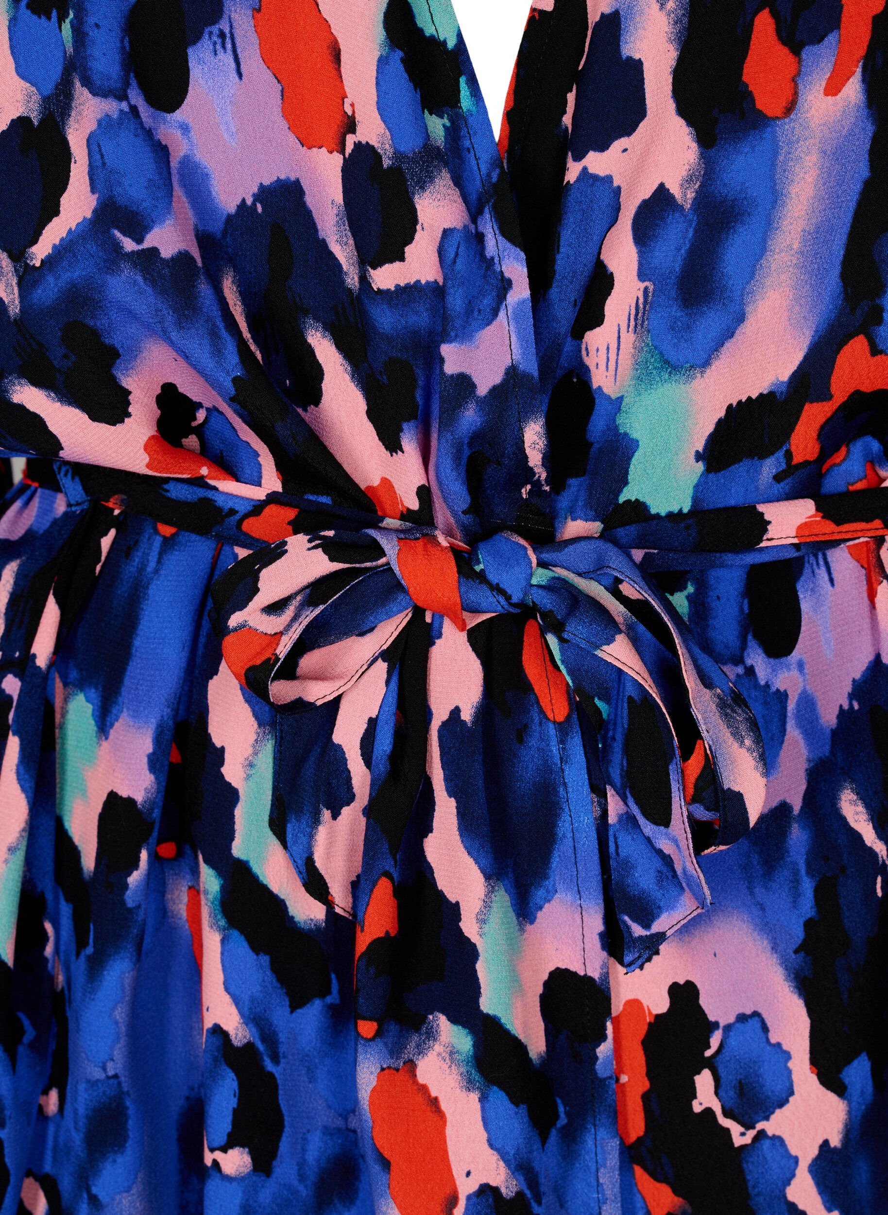 Zizzi Kimono en viscose avec imprim&eacute;, Colorful Animal, Packshot image number 2