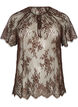 Blouse en dentelle &agrave; manches courtes avec lien &agrave; nouer, Marron, Packshot image number 0
