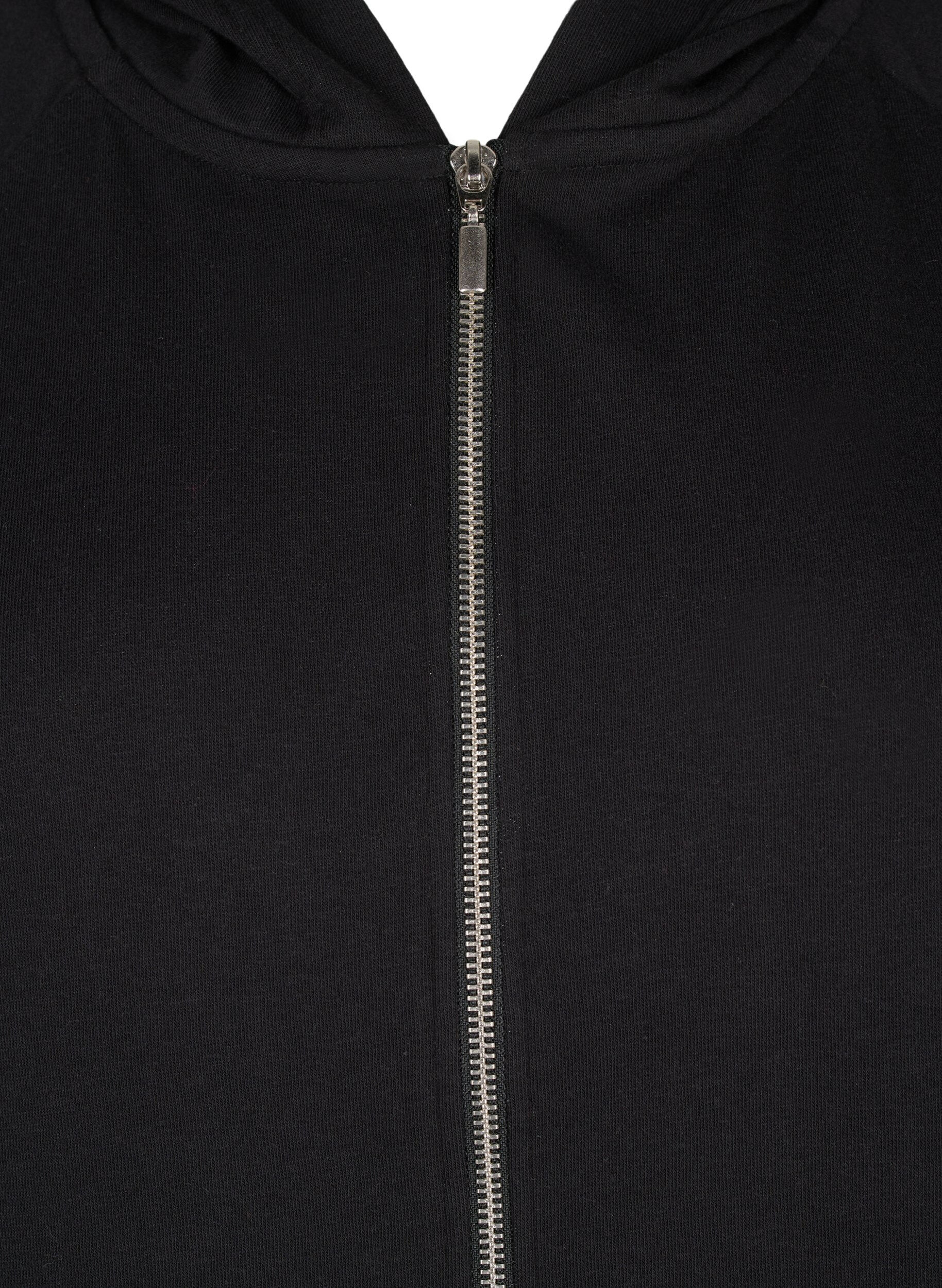 ZizziCardigan en sweat avec une capuche et des poches, Noir, Packshot image number 2
