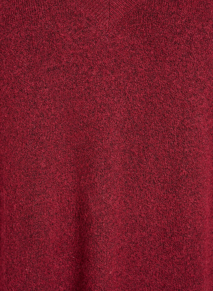 Robe en maille &agrave; manches longues et col V, Bordeaux, Packshot image number 2