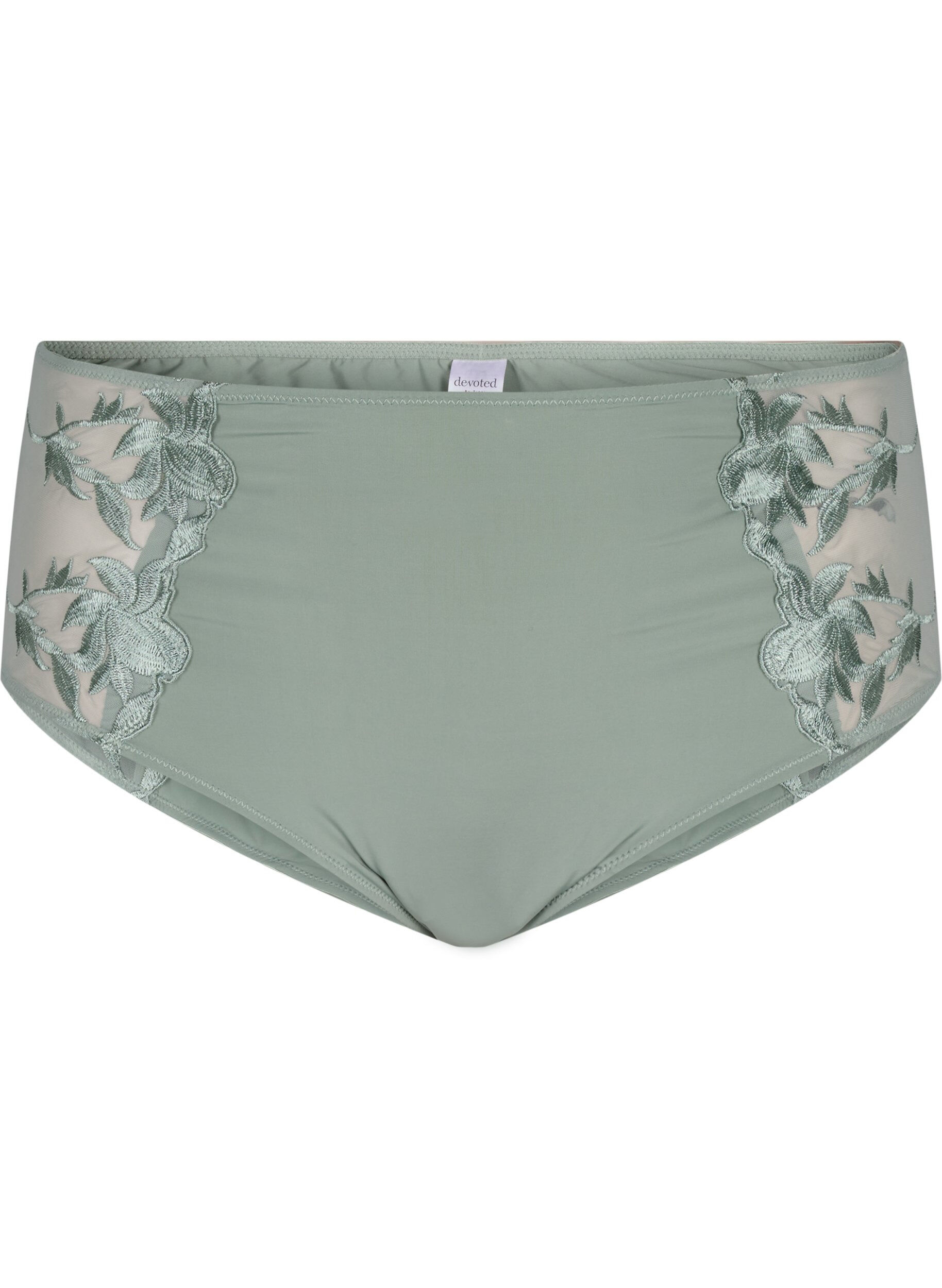 Zizzi Slip hipster avec broderie et taille r&eacute;guli&egrave;re., Iceberg Green, Packshot image number 0