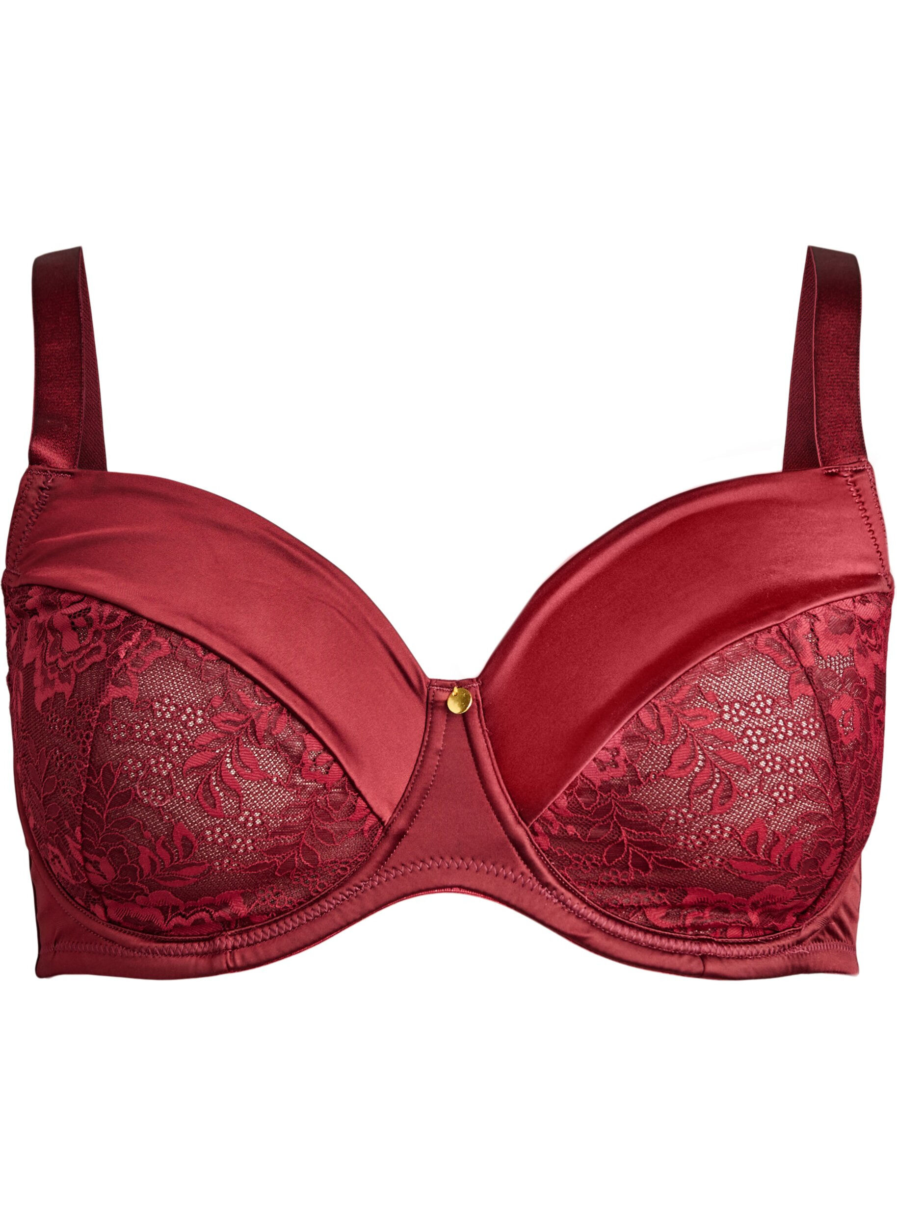 ZizziSoutien-gorge embo&icirc;tant en microfibre brillante, Bordeaux fonc&eacute;, Packshot image number 0