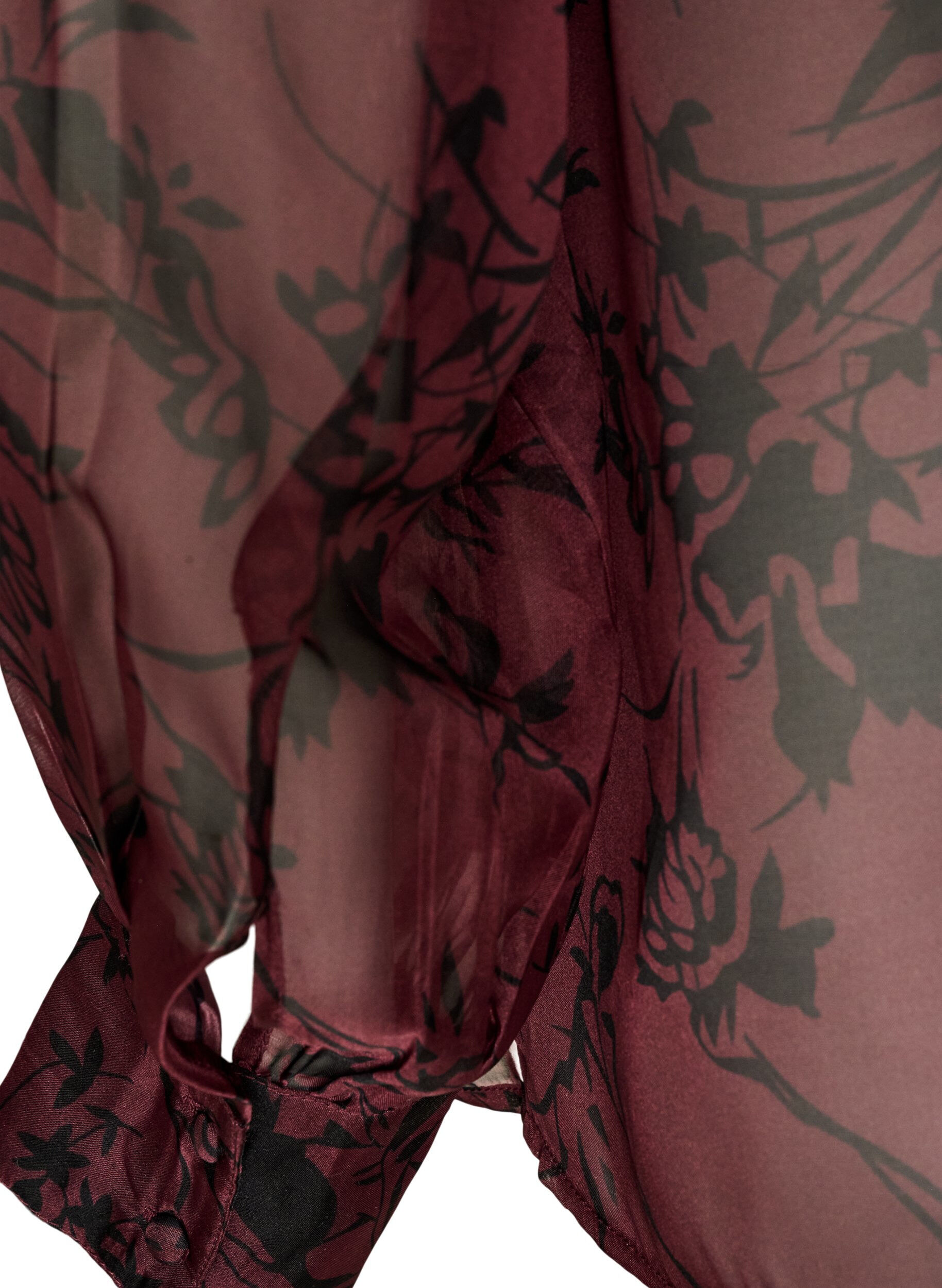 ZizziChemisier transparent avec motif floral et d&eacute;tail &agrave; nouer, Bordeaux fonc&eacute;, Packshot image number 3