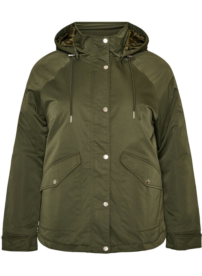 Parka matelass&eacute; avec une capuche amovible, Vert fonc&eacute;, Packshot image number 0