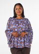 Blouse fleurie avec manches &agrave; volants, Marron, Model image number 0