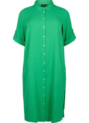 Robes en coton à manches courtes, Bright Green, Packshot image number 0