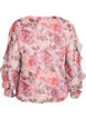 Blouse fleurie avec col en V et manches &agrave; volants, Rose, Packshot image number 1