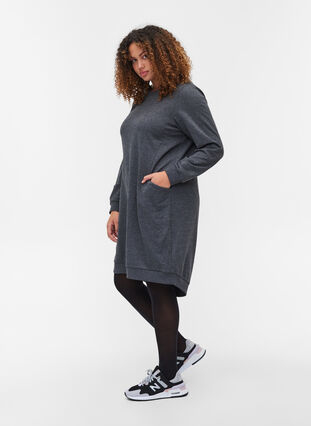 Robe pull chinée avec poches, Black, Model image number 2
