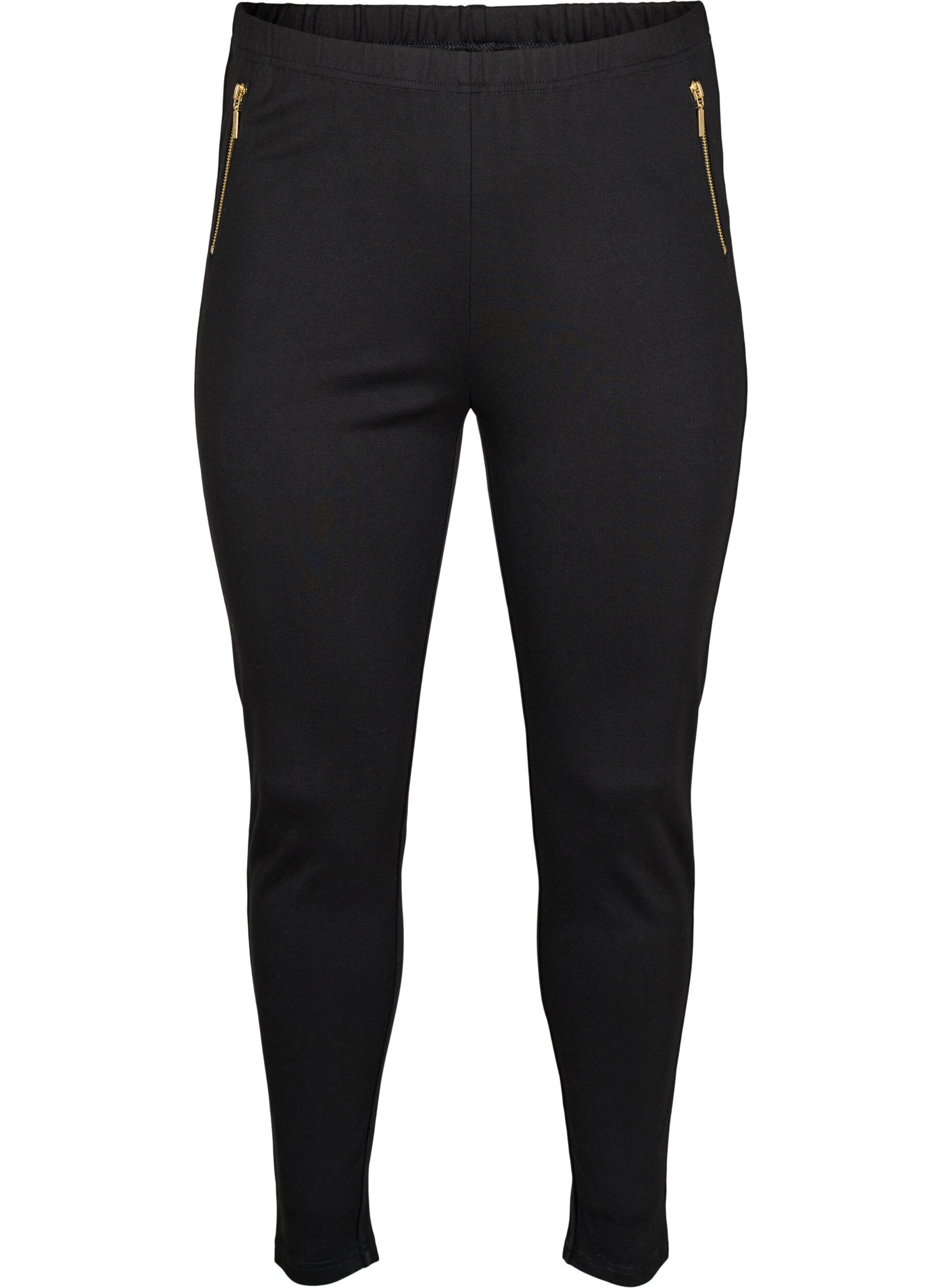 Zizzi Legging en viscose avec d&eacute;tail de fermeture &eacute;clair, Noir, Packshot image number 0