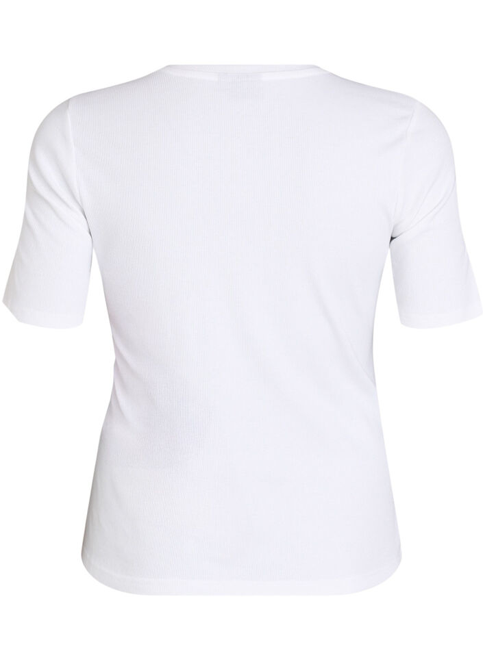 T-shirt basic c&ocirc;tel&eacute; avec col rond, Blanc, Packshot image number 1