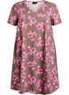 Robe courte &eacute;vas&eacute;e &agrave; imprim&eacute; floral, Marron, Packshot image number 0