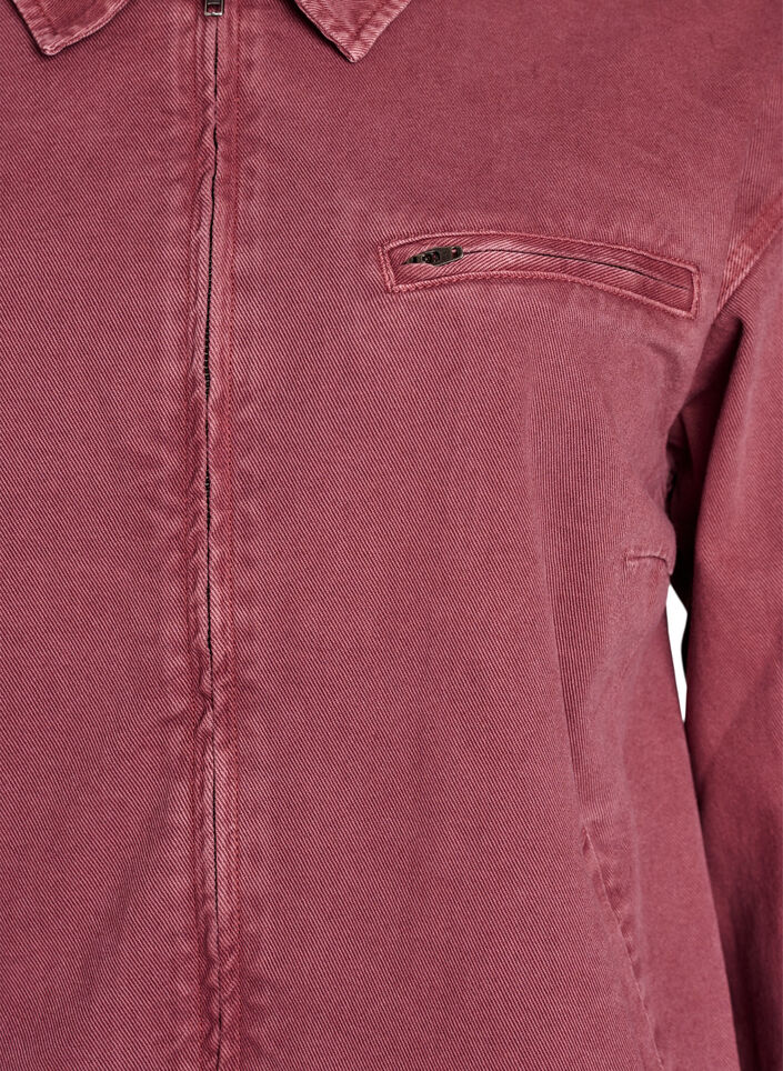Veste en denim color&eacute; avec fermeture zipp&eacute;e, Rose poudr&eacute;e, Packshot image number 2