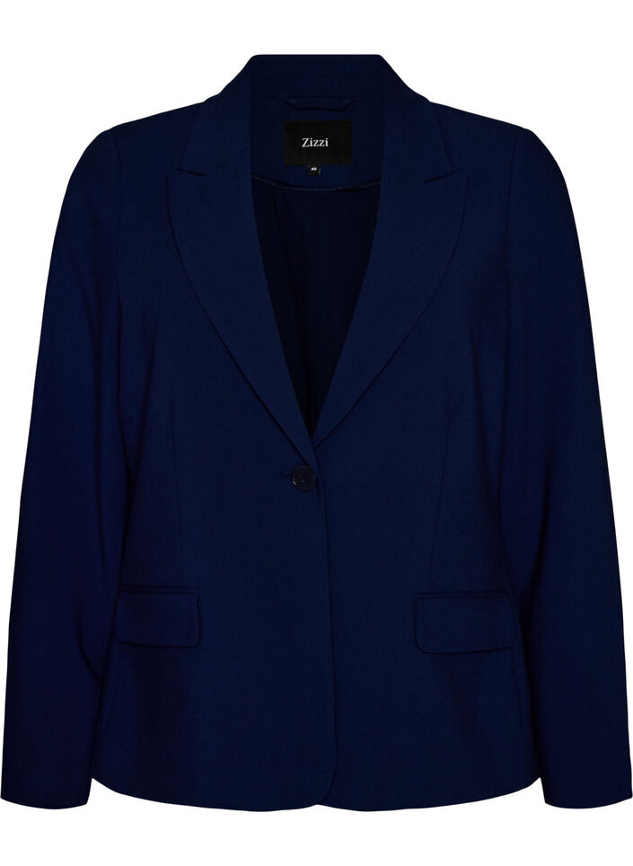 Blazer classique avec fermeture &agrave; bouton unique et poches, Bleu, Packshot image number 0