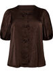 Blouse en satin avec n&oelig;uds et manches au coude, Marron, Packshot image number 0