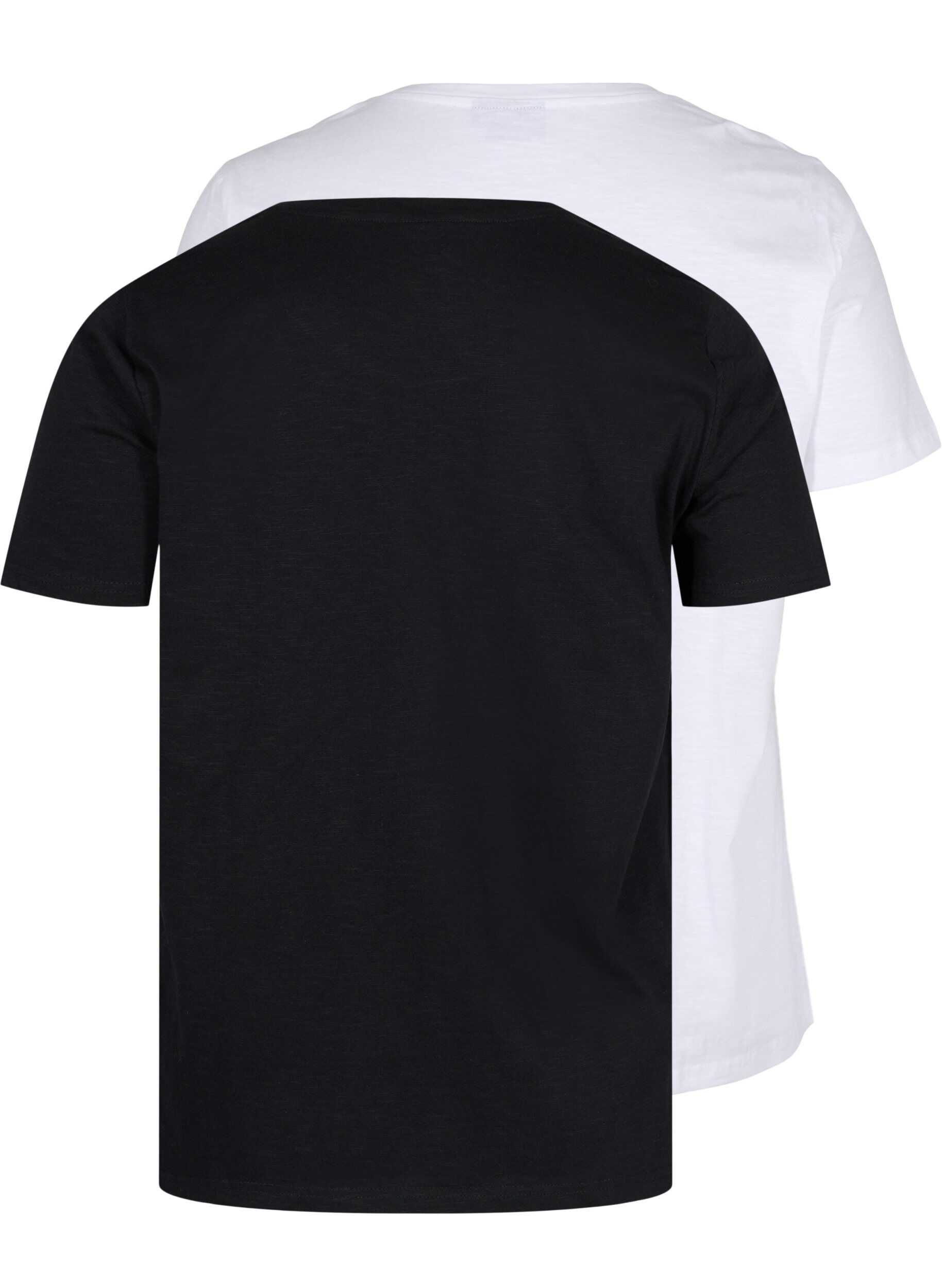 Zizzi Lot de 2 T-shirt basiques en coton, Black/B White, Packshot image number 1