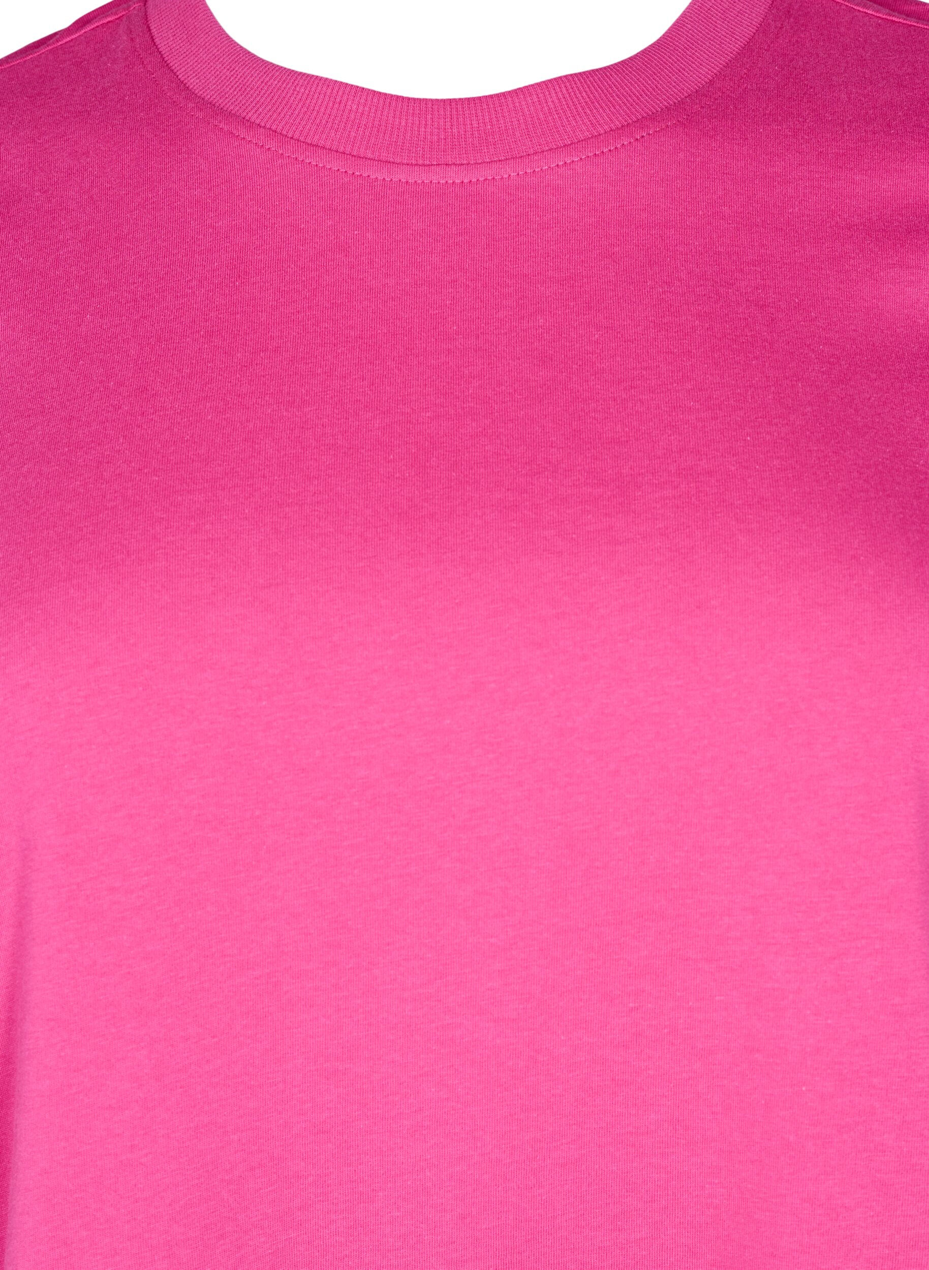 Zizzi T-shirt basique en coton &agrave; col rond, Rose, Packshot image number 2