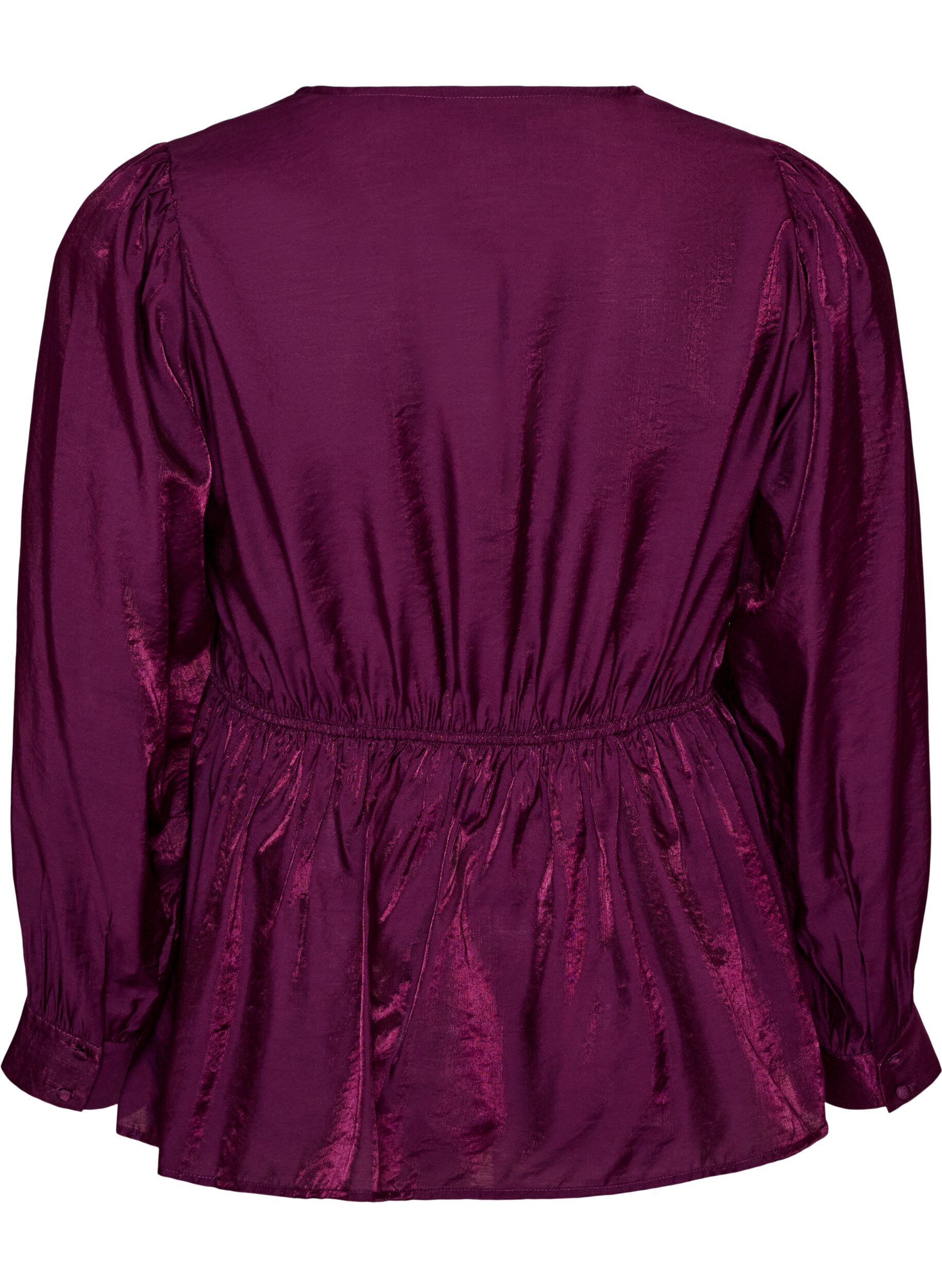 ZizziBlouse brillante en viscose &agrave; effet p&eacute;plum, Violet, Packshot image number 1