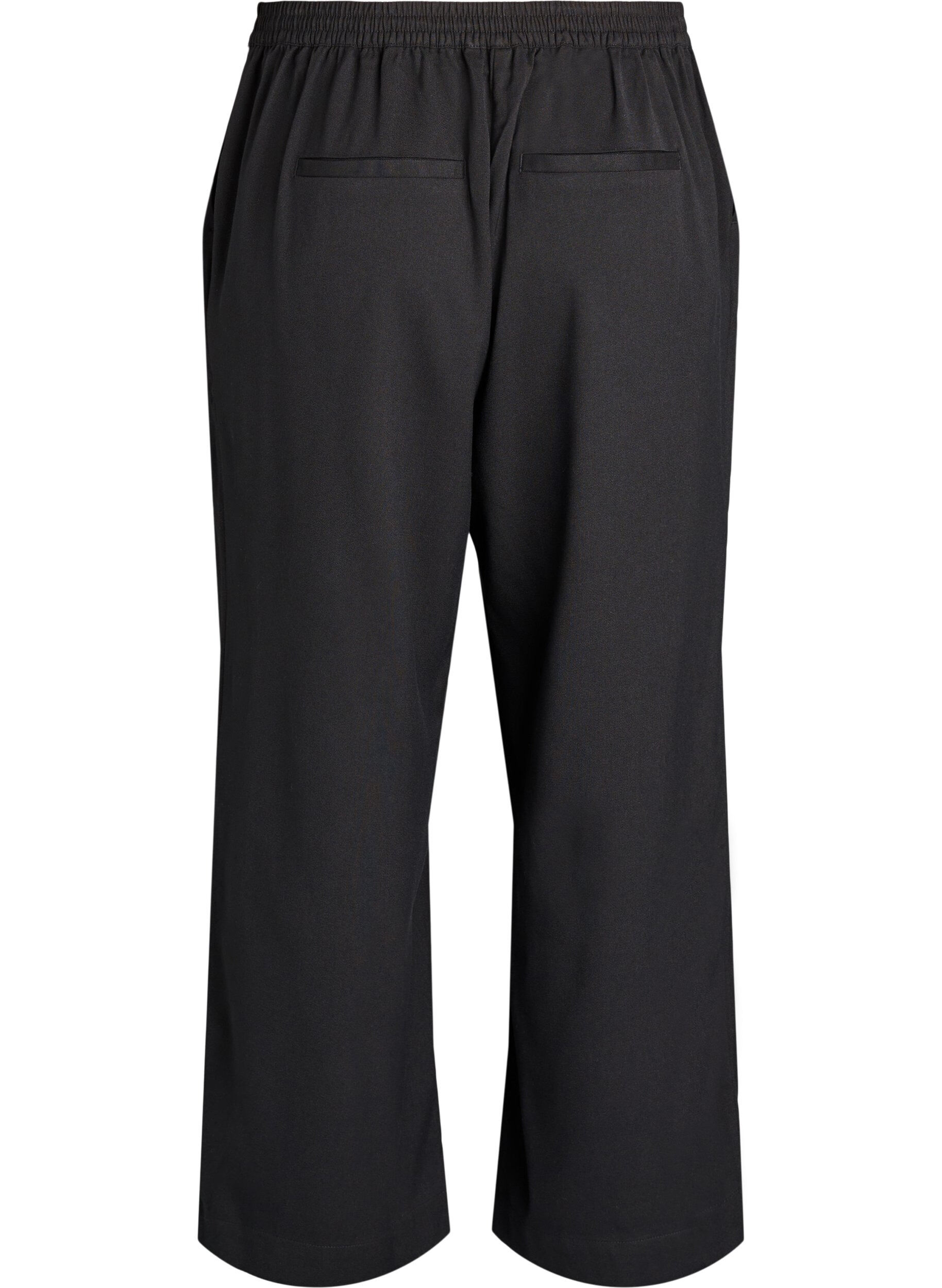 Zizzi Pantalon coupe ample taille haute, Noir, Packshot image number 1