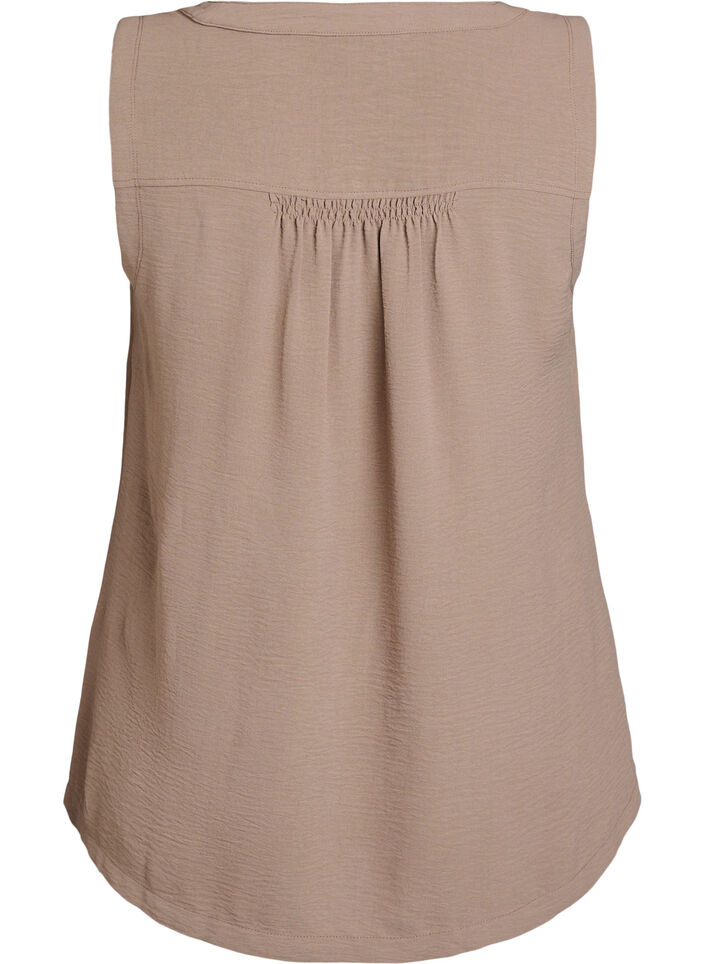Haut sans manches effet froiss&eacute;, Marron, Packshot image number 1