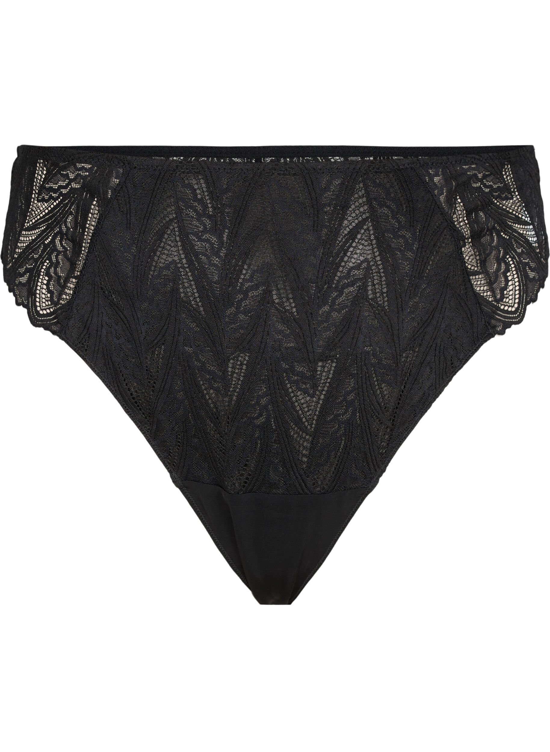 Zizzi String &agrave; dentelle de taille normale, Noir, Packshot image number 0