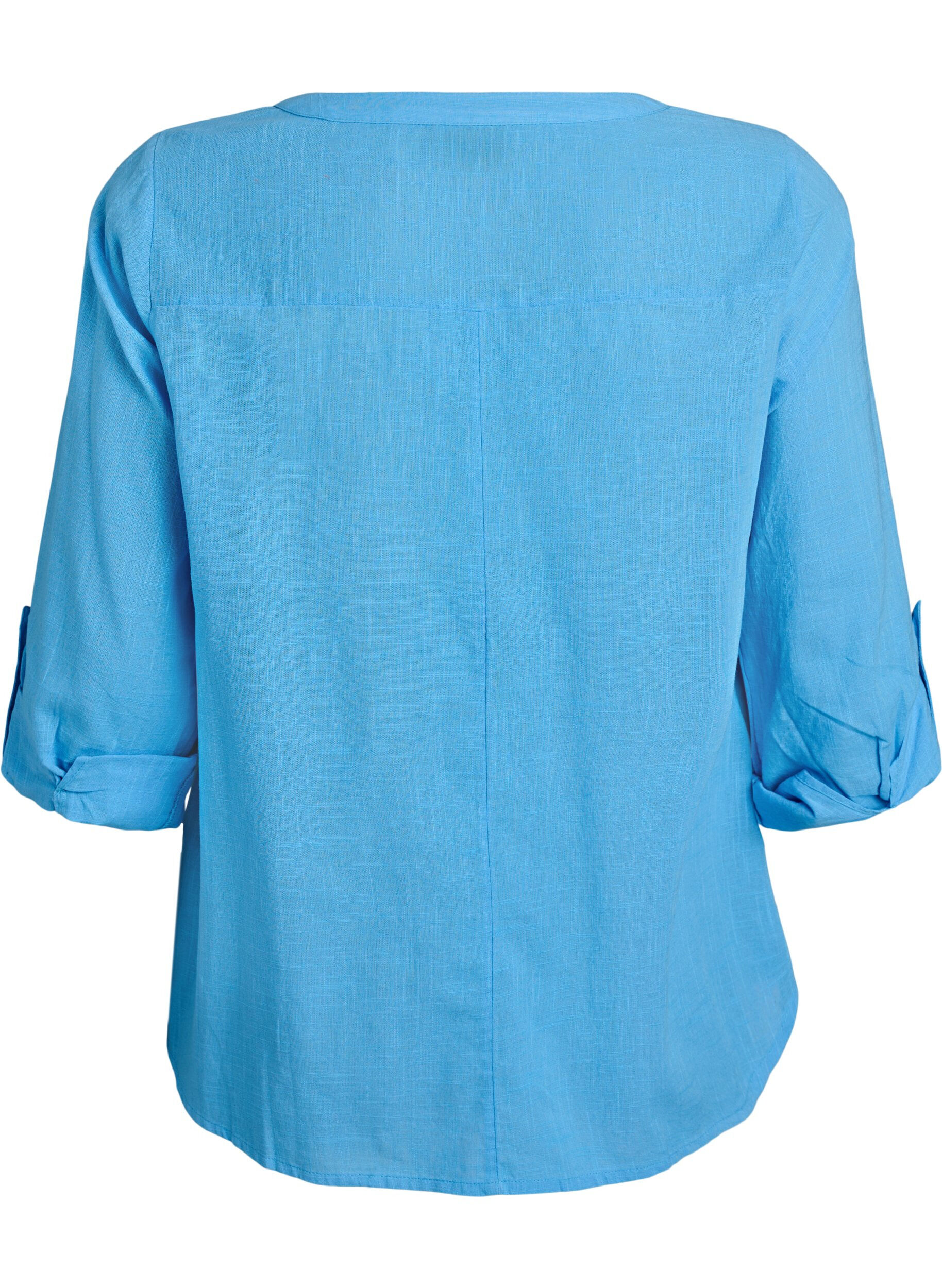 ZizziChemisier en coton avec col en V, Bleu, Packshot image number 1