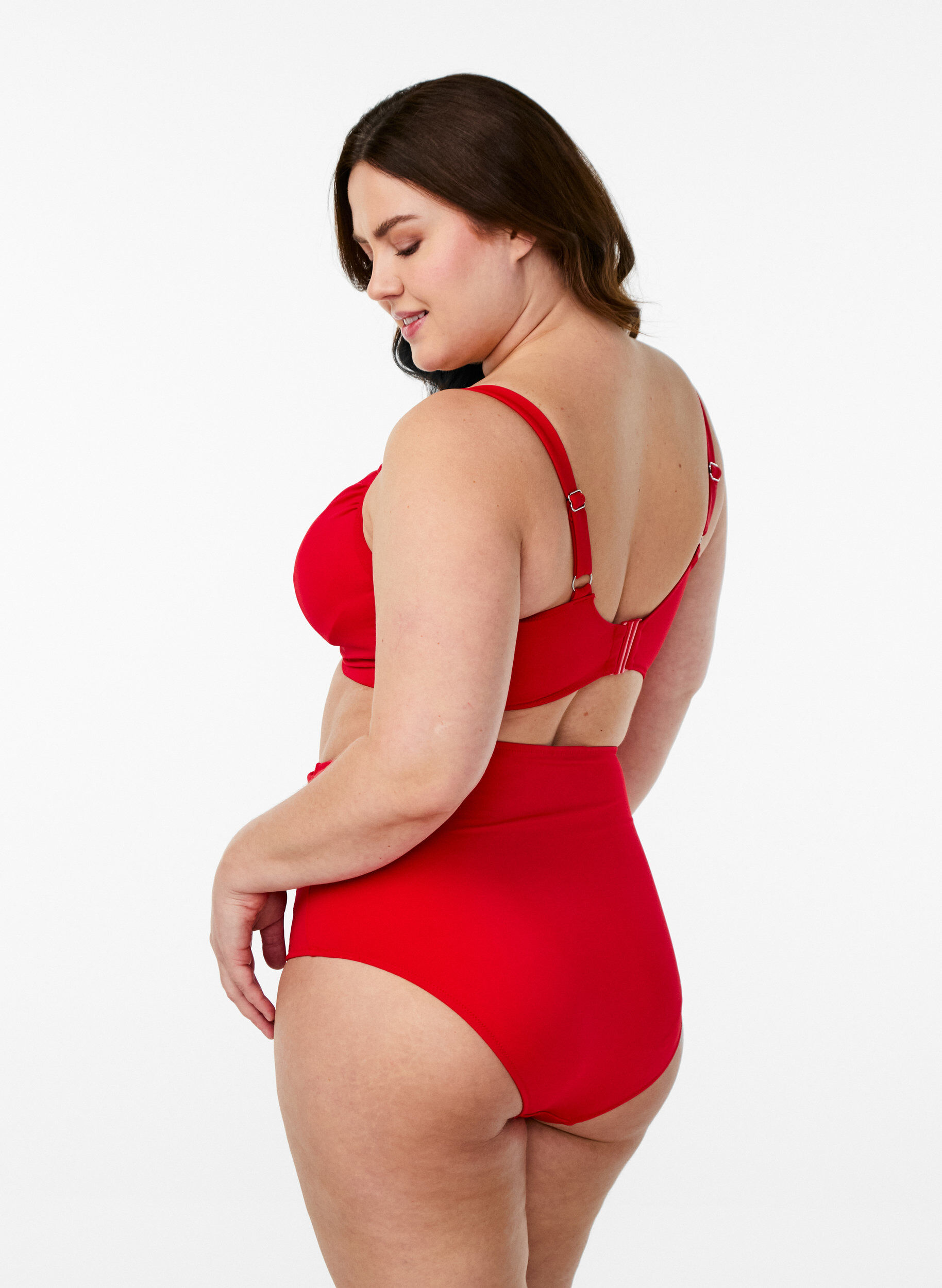 Zizzi Bas de bikini taille haute, Rouge, Model image number 1