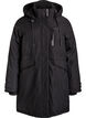 Parka d&eacute;perlante &agrave; capuche et d&eacute;tails fonctionnels, Noir, Packshot image number 0