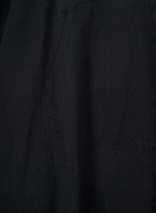 Robe à capuche en coton mélangé et lin, Black, Packshot image number 3