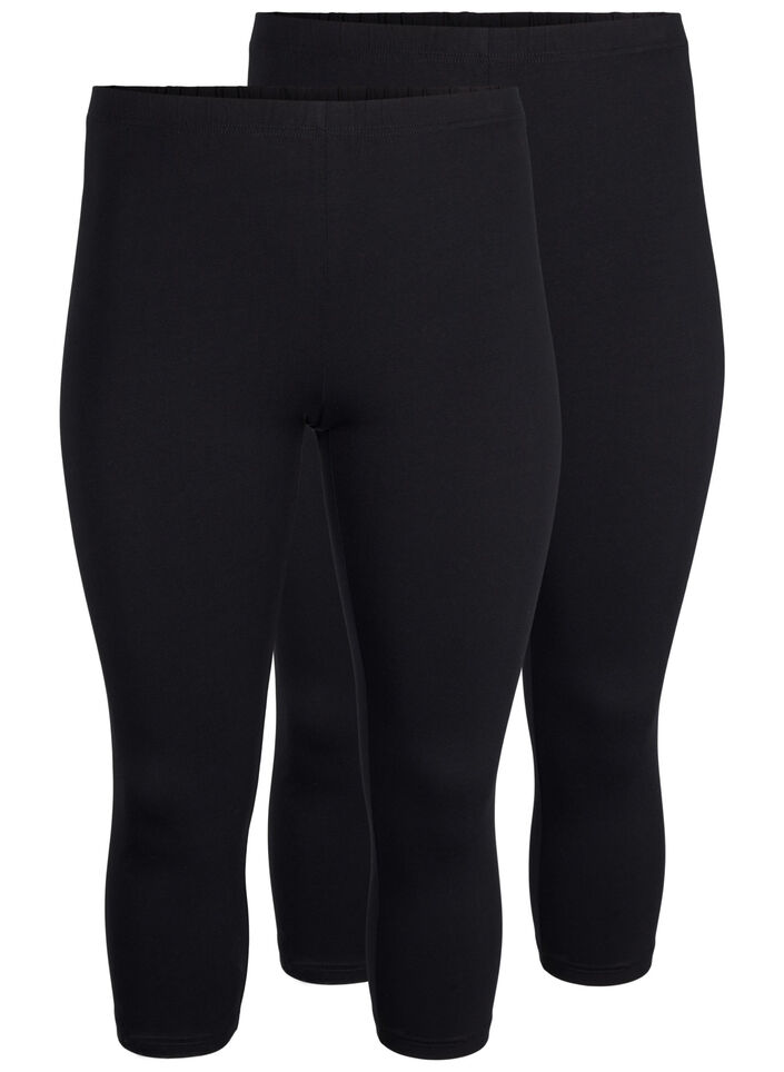 FLASH - 2-pack leggings 3/4 en coton, Noir, Packshot image number 0