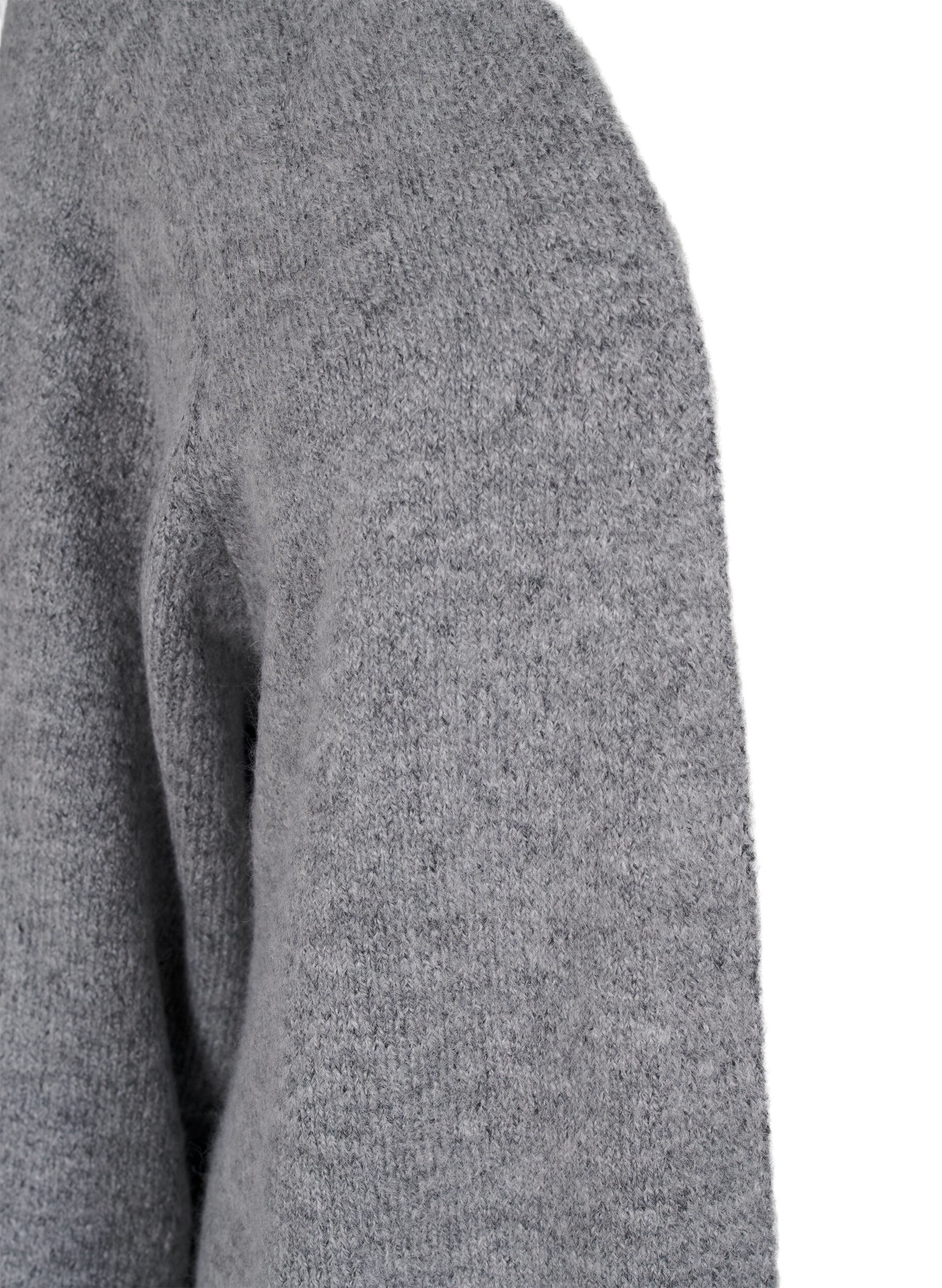 Zizzi Long cardigan tricot&eacute; avec poches, Gris, Packshot image number 2
