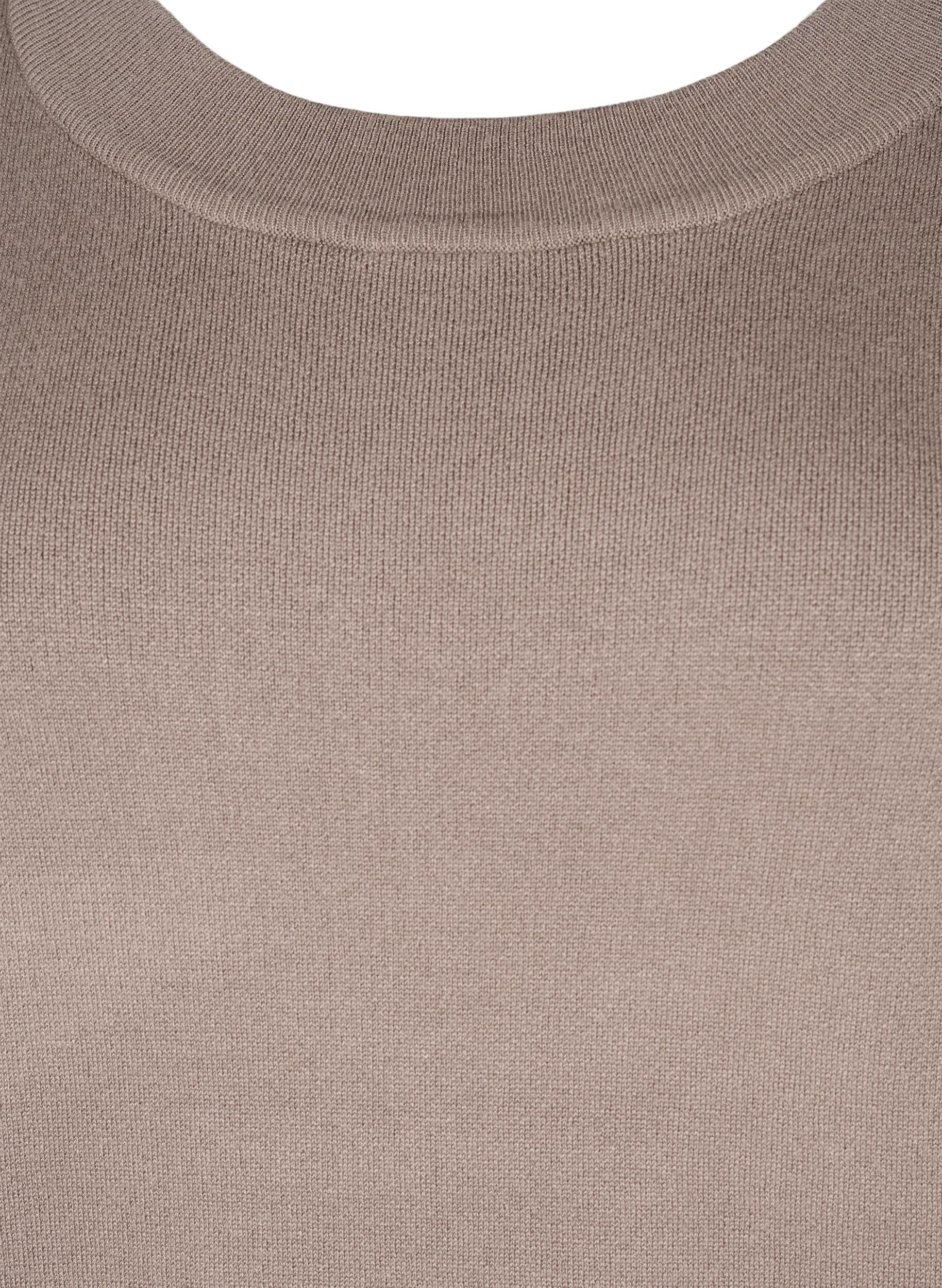 Zizzi Robe en maille avec d&eacute;tails brod&eacute;s, Desert Taupe Comb, Packshot image number 2