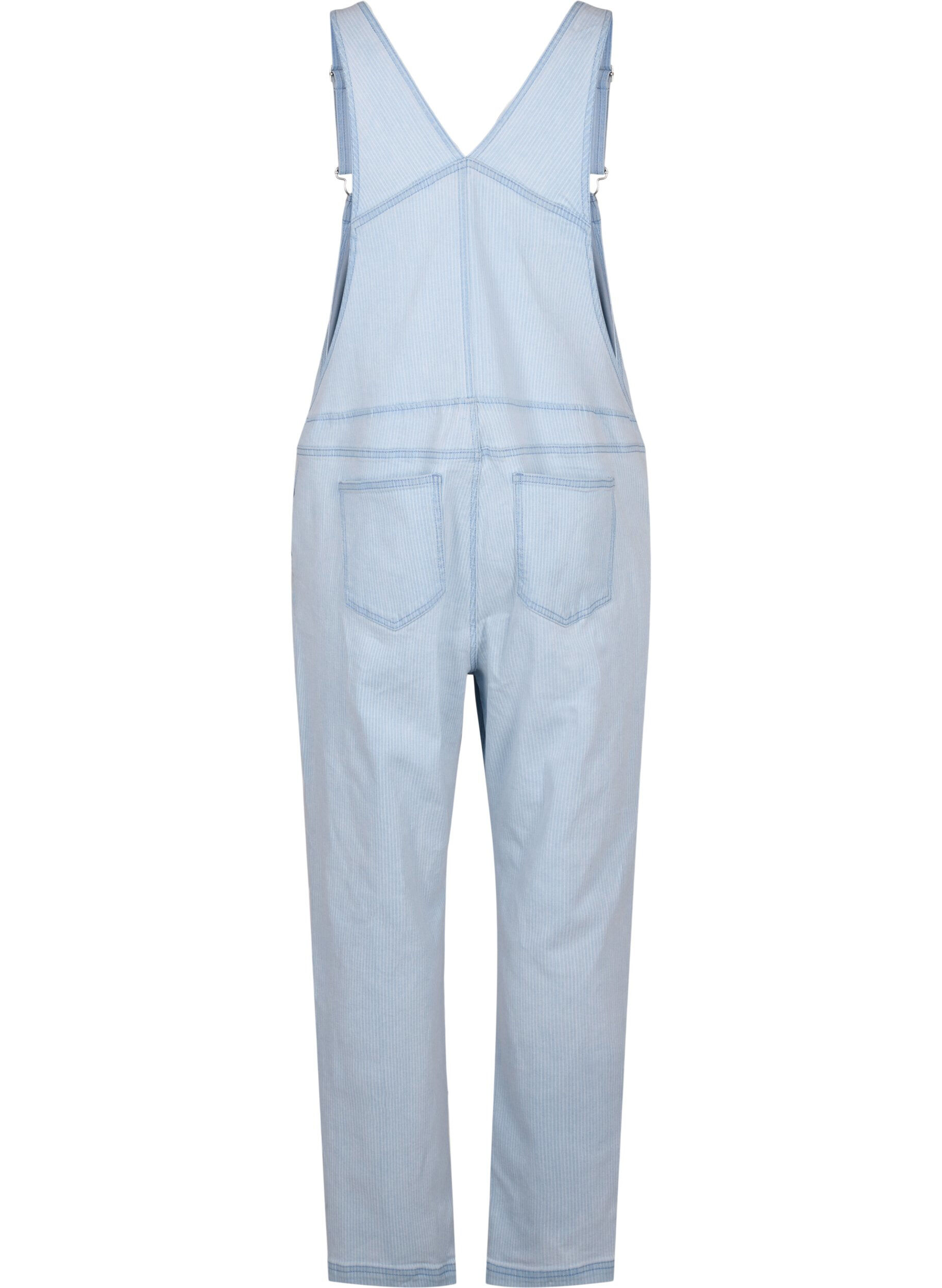 Zizzi Salopette en jean ray&eacute;e, Bleu Clair, Packshot image number 1