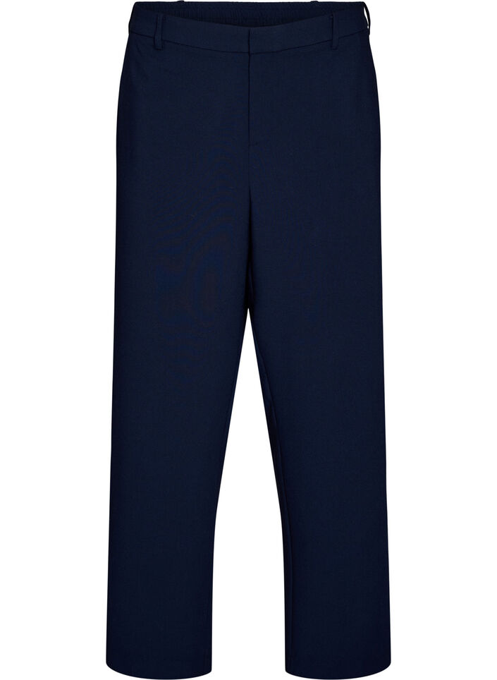 Pantalon de tailleur taille haute et coupe droite, Bleu, Packshot image number 0