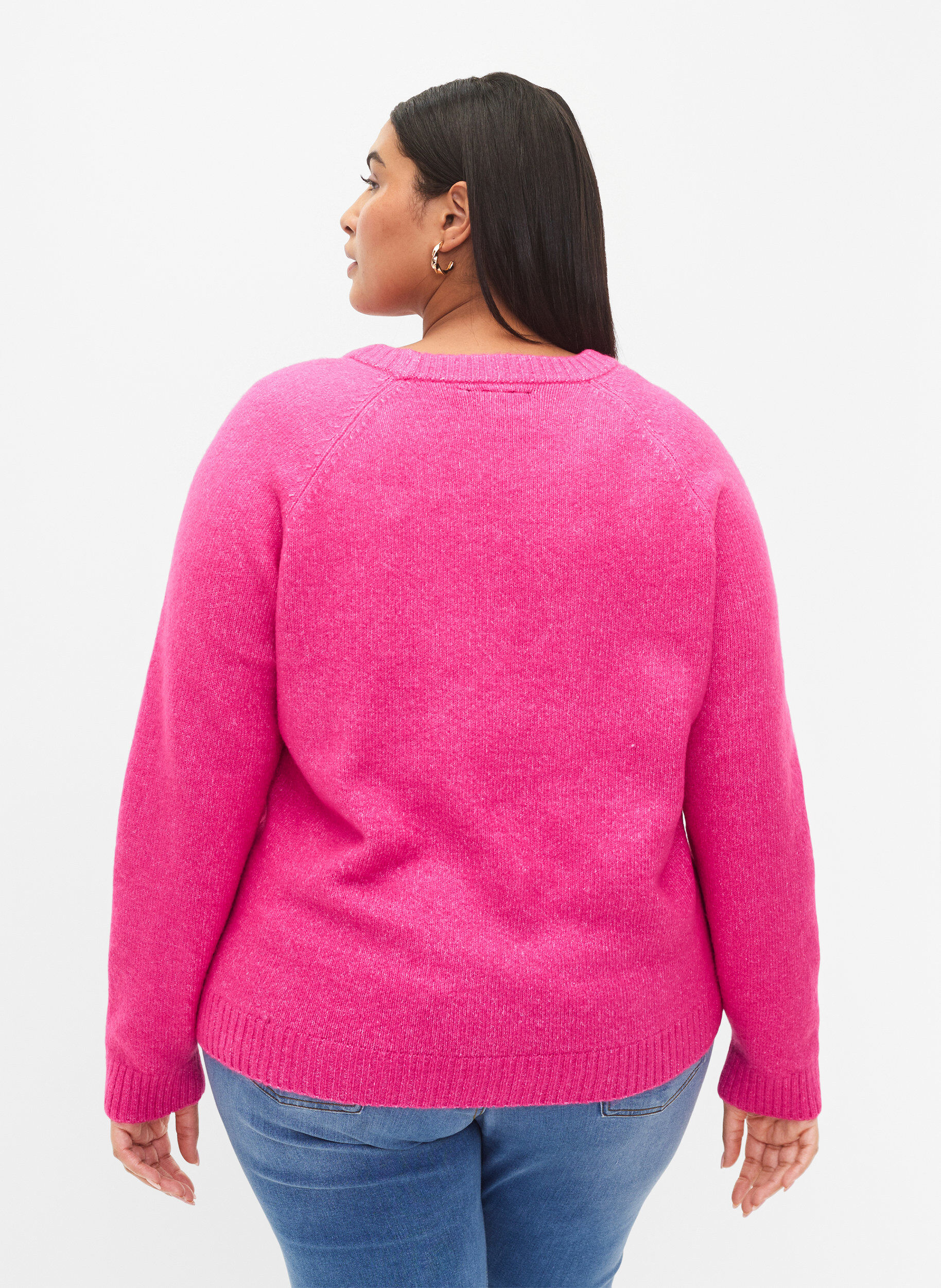 Zizzi Chemisier en tricot avec texte brod&eacute;., Raspberry Rose, Model image number 1