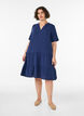 Robe courte &eacute;vas&eacute;e en mousseline de coton, Bleu, Model image number 1