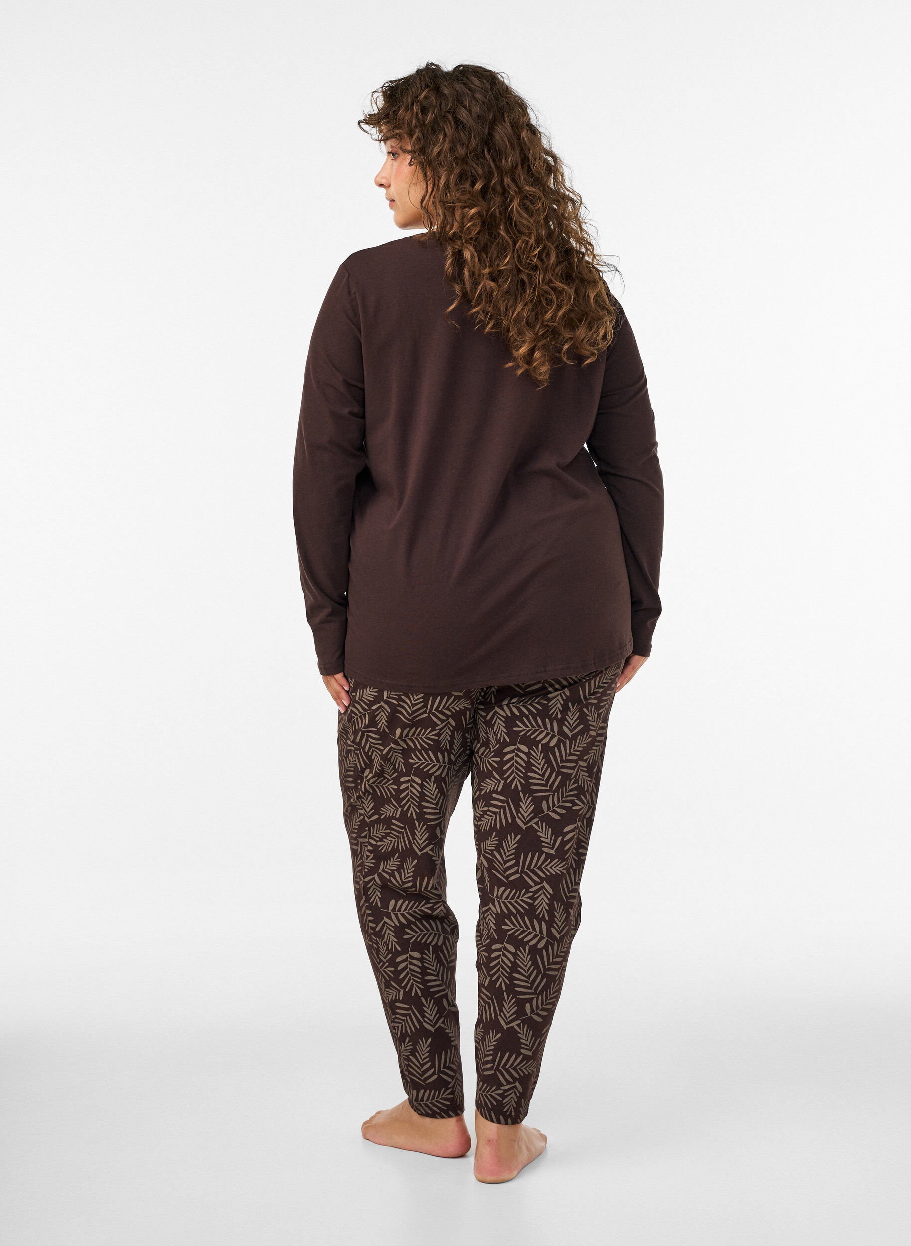 ZizziPantalon de pyjama en coton avec imprim&eacute;, Marron, Model image number 2