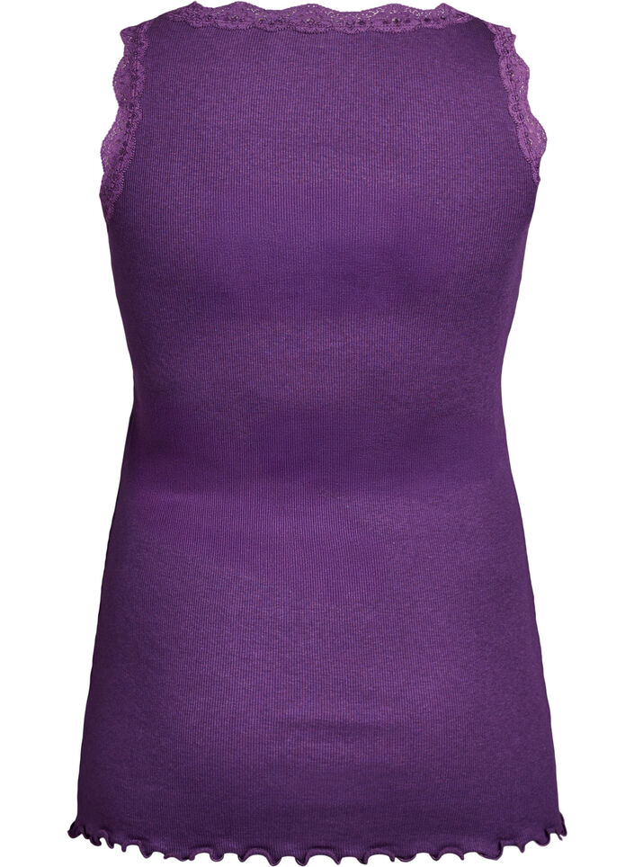 Haut avec bordure en dentelle, Violet, Packshot image number 1