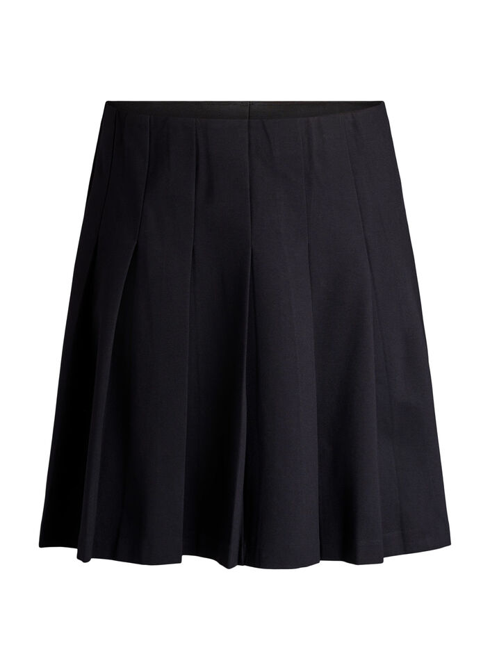 Jupe courte pliss&eacute;e &agrave; taille &eacute;lastique, Noir, Packshot